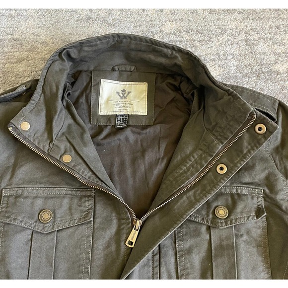 Wenven Mens L Jacket Brown Military Style Button Snaps Canvas New P1 - Picture 8 of 9